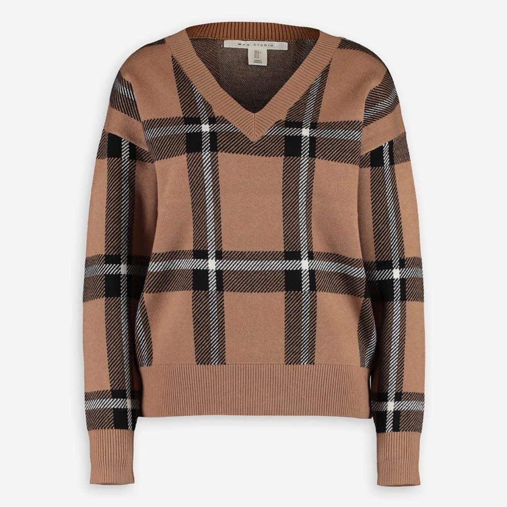 Max Studio Plaid Block warm  Sweater size L